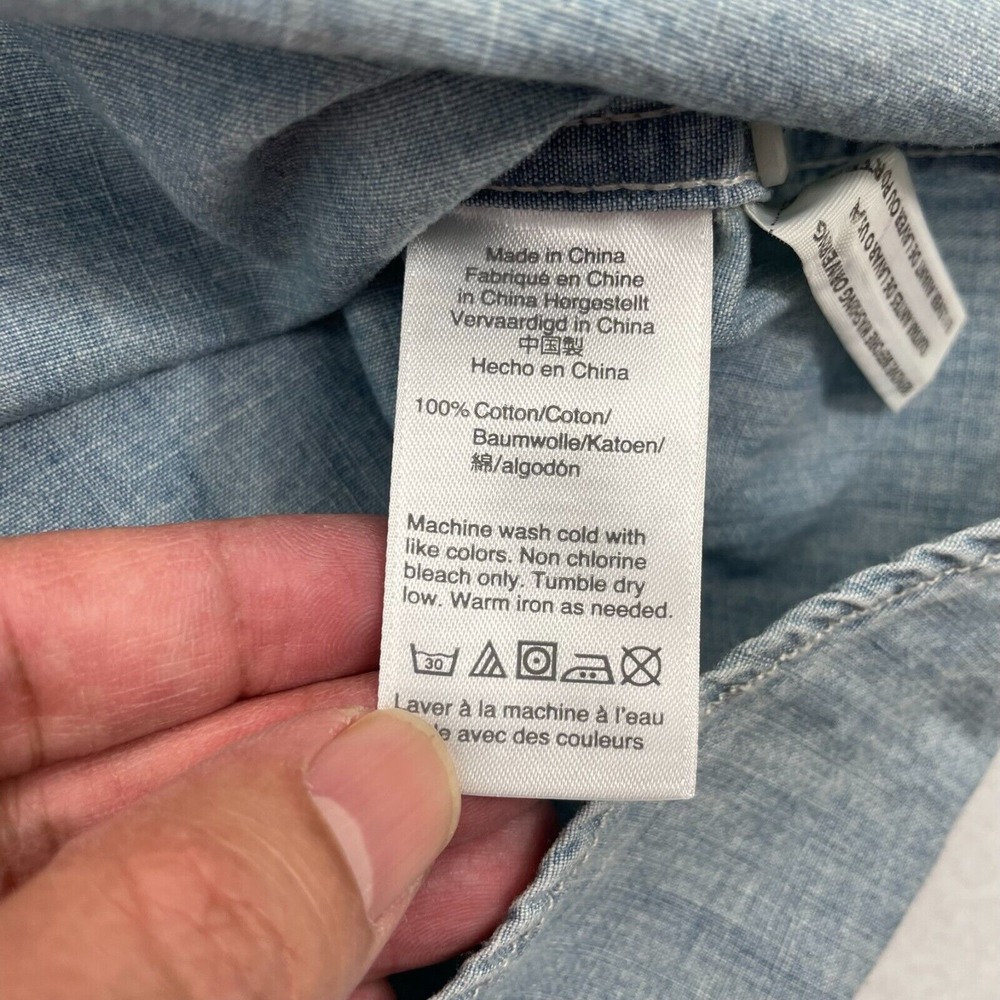 J. Crew Jean Shirt Mens 2XL Blue Denim Look Button Down Short Sleeve NWT - Picture 9 of 11